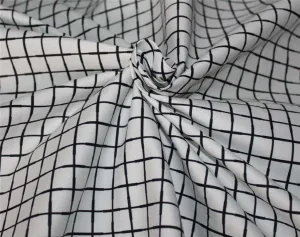 100% cotton lycra twill 60mm black and white colour plaids 58" wide [9430]