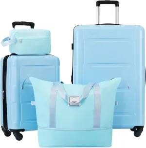 2-Piece Lightweight Luggage Set for Stress-Free Travel, Expandable with Spinner Wheels, for Family Adventures, Light Blue