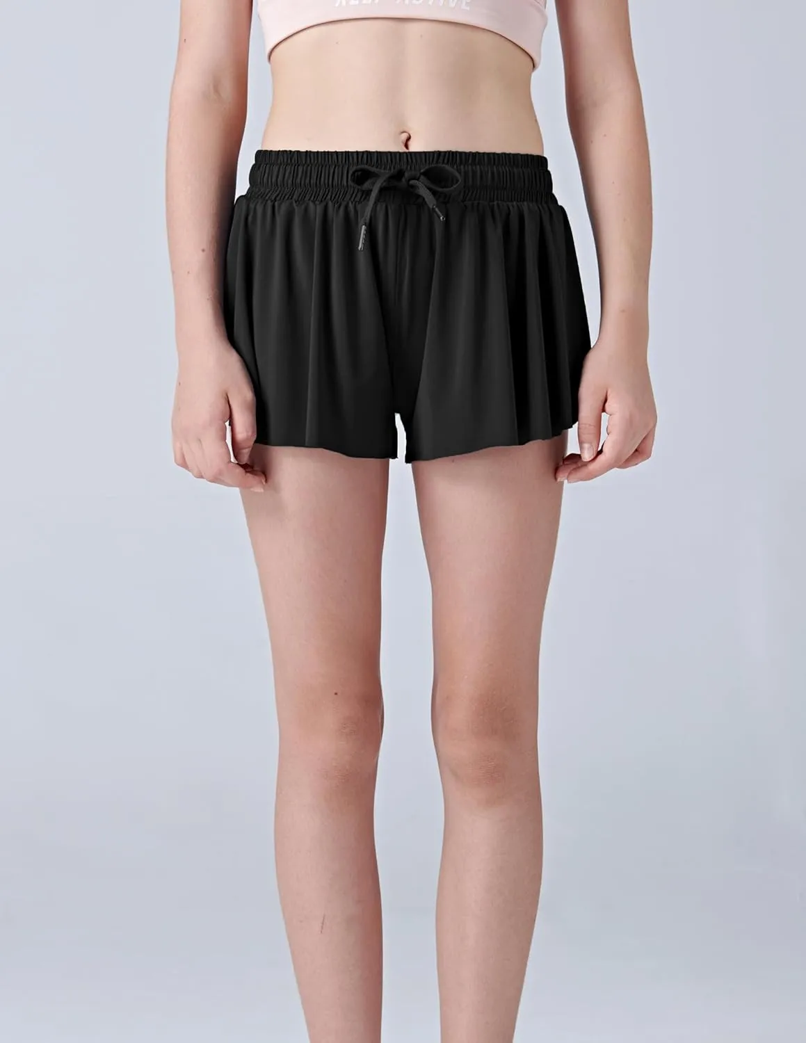 3 Pack Girls Flowy Shorts with Spandex Liner 2-in-1 Youth Butterfly Skirts for Fitness, Running, Sports