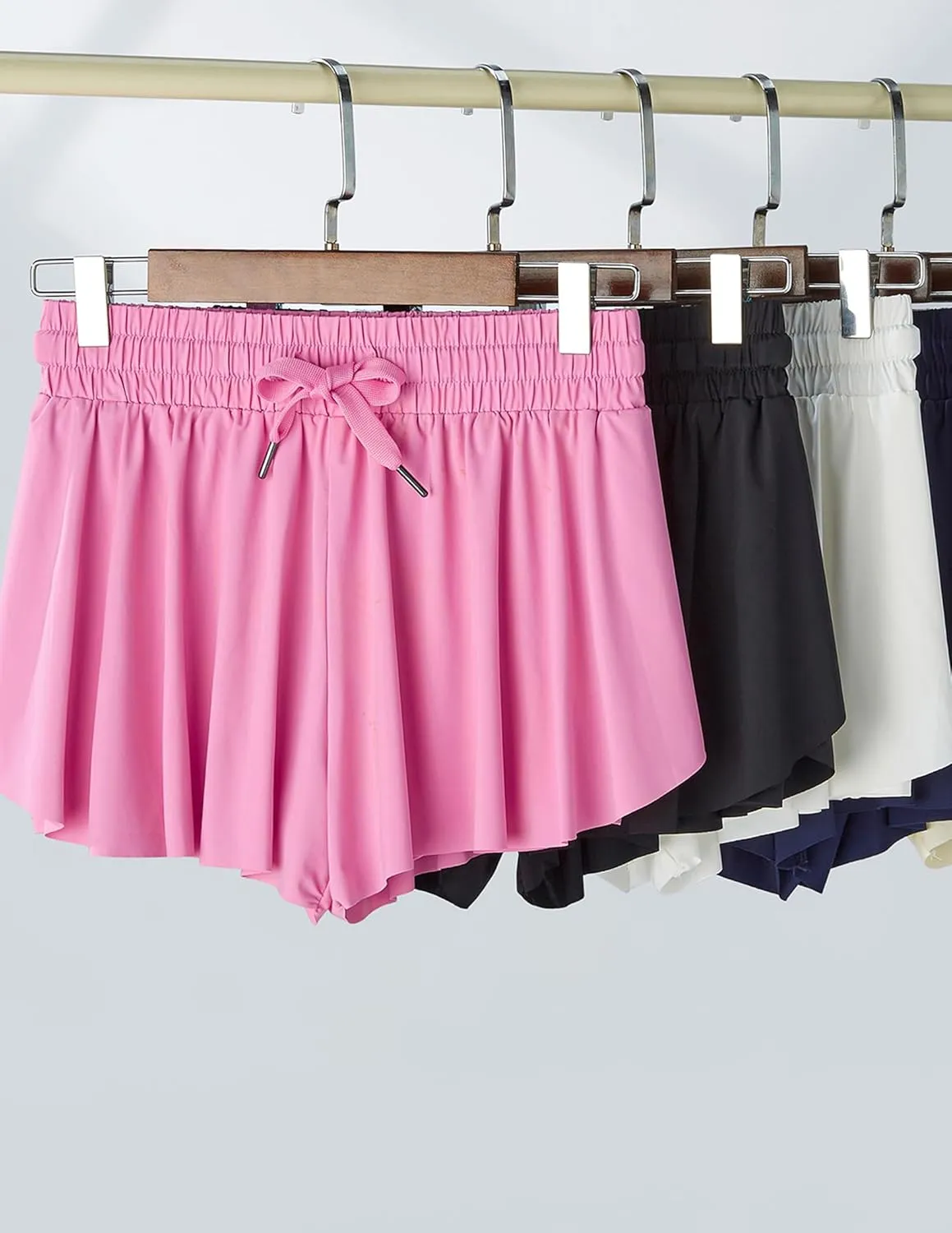 3 Pack Girls Flowy Shorts with Spandex Liner 2-in-1 Youth Butterfly Skirts for Fitness, Running, Sports