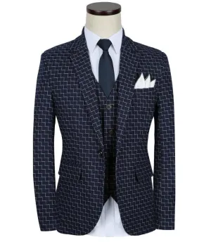 3-Piece Men's Suits Slim Fit 1-Button Suits Blue Black