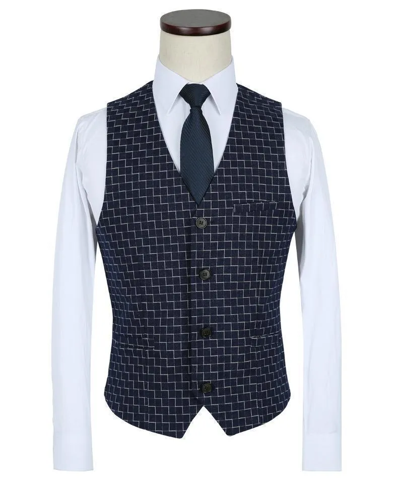 3-Piece Men's Suits Slim Fit 1-Button Suits Blue Black