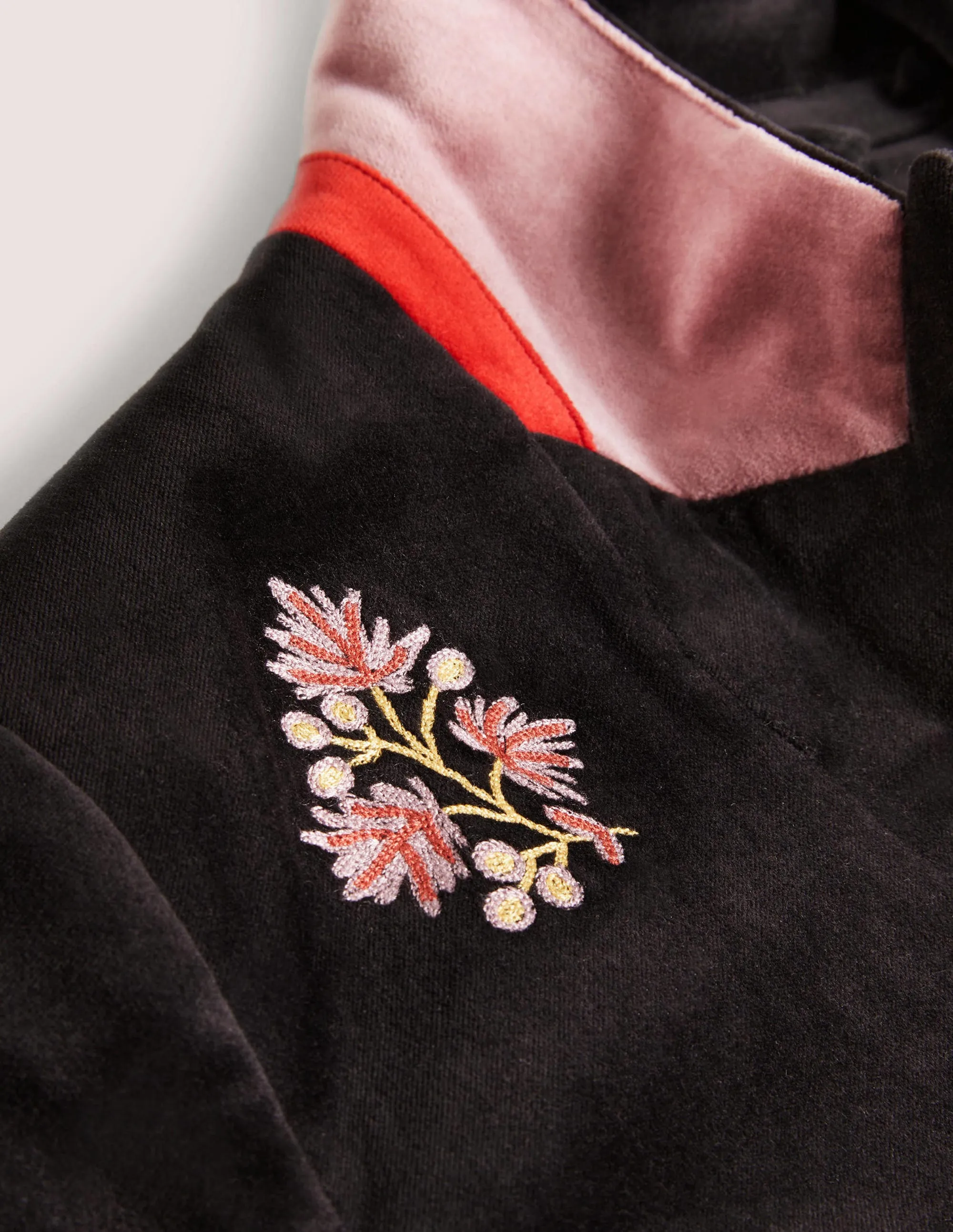 70s Tailored Blazer-Black, Embroidered