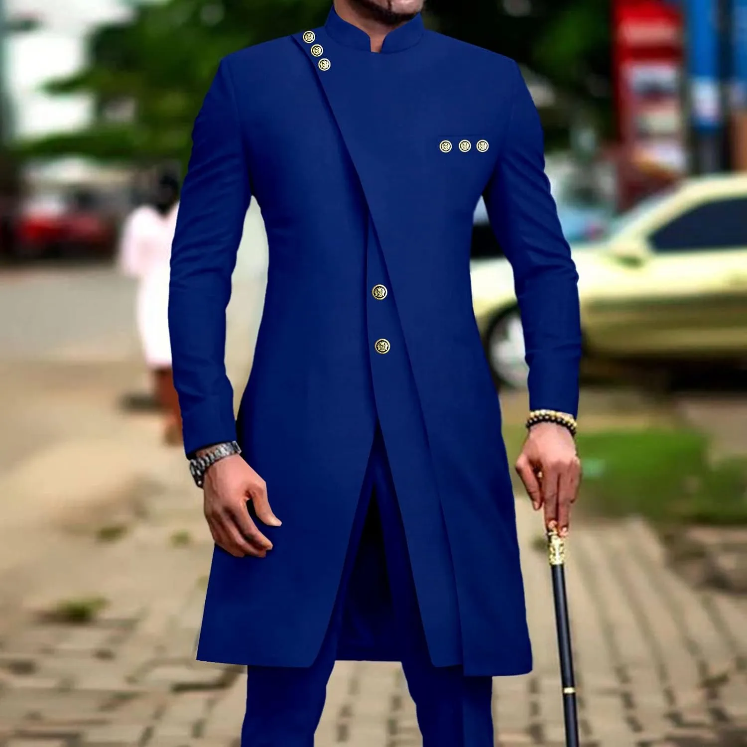 African Suits for Men Slim Fit Single Breasted Blazer and Pants Set Business Dress Suit Party Wedding Evening