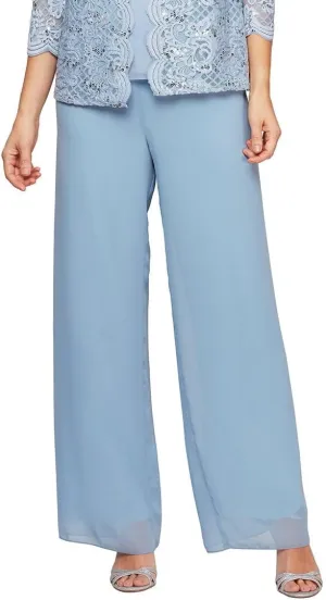 Alex Evenings Women's Wide Leg Chiffon Dress Pant for Mother of The Bride, Elegant Party Outfit (Plus Size)