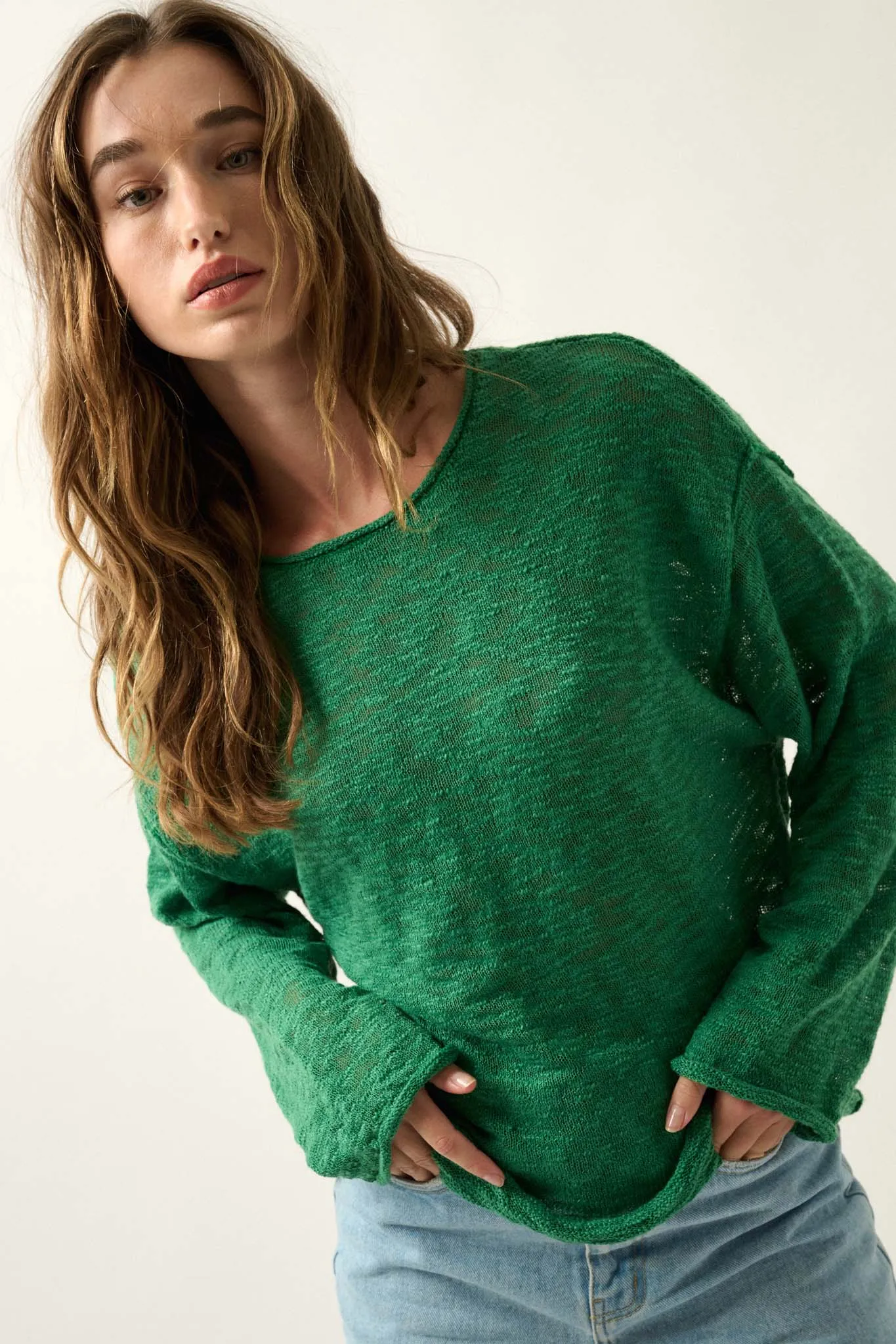 All the Feels Burnout Knit Roll-Neck Sweater