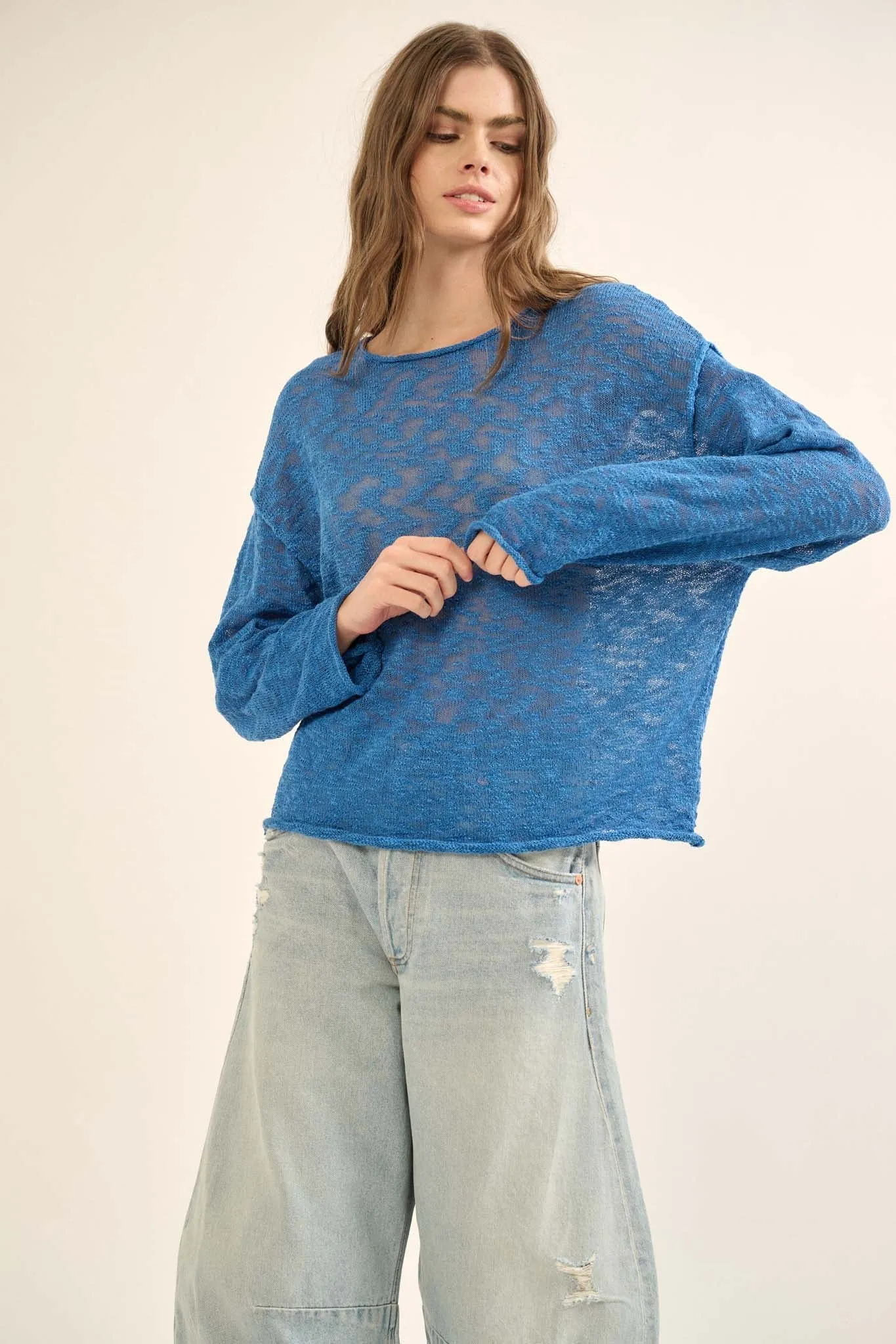 All the Feels Burnout Knit Roll-Neck Sweater