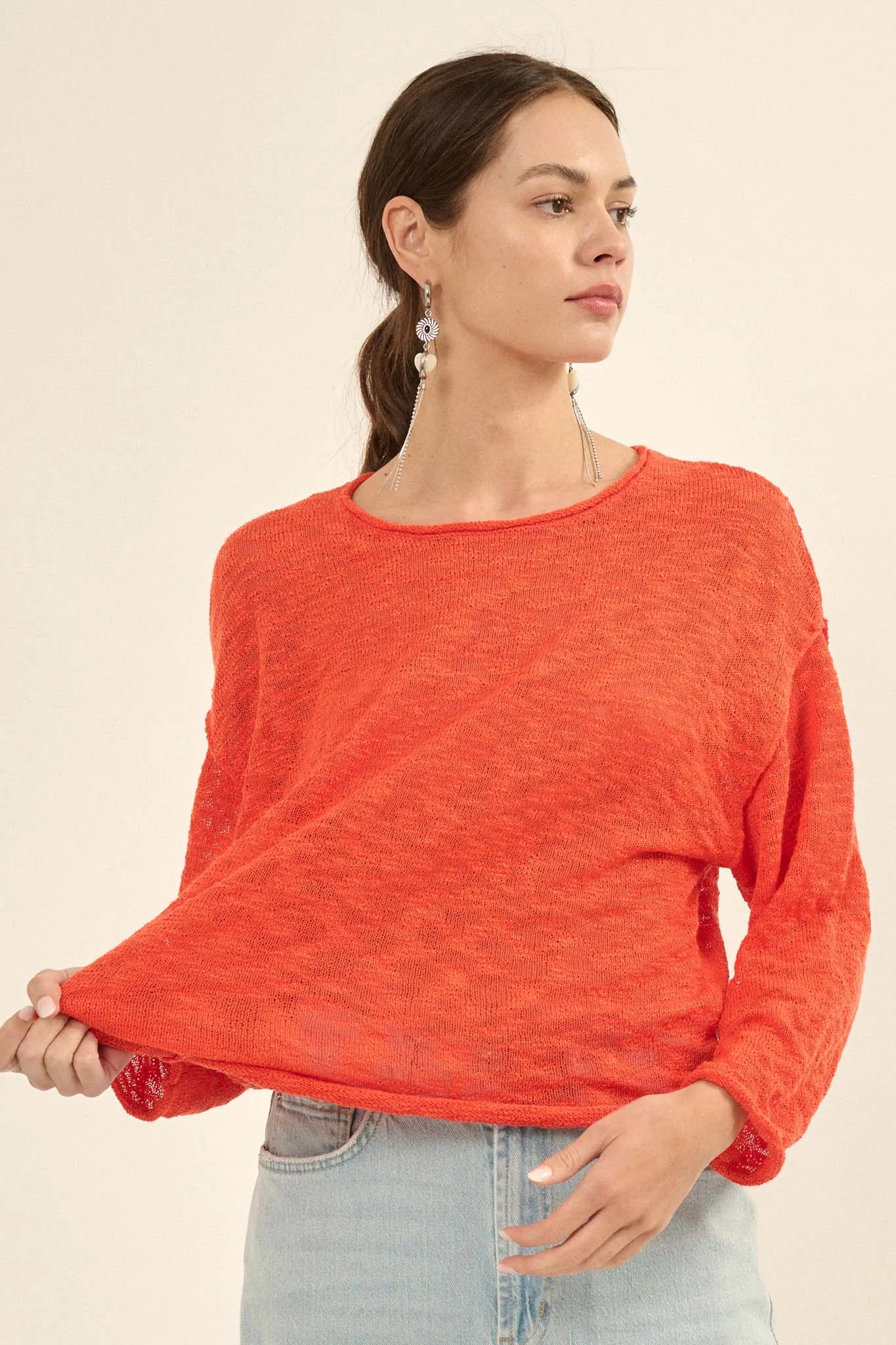 All the Feels Burnout Knit Roll-Neck Sweater