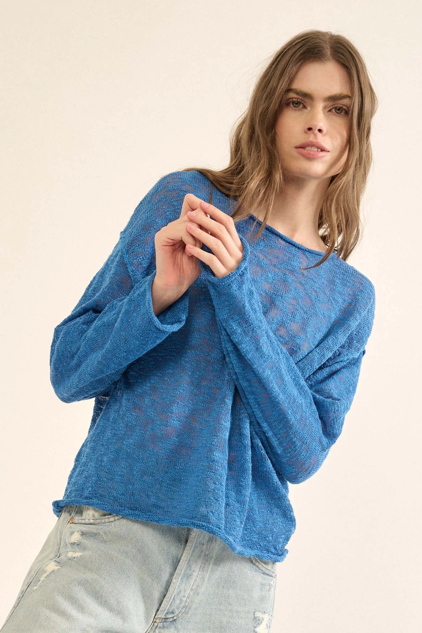 All the Feels Burnout Knit Roll-Neck Sweater