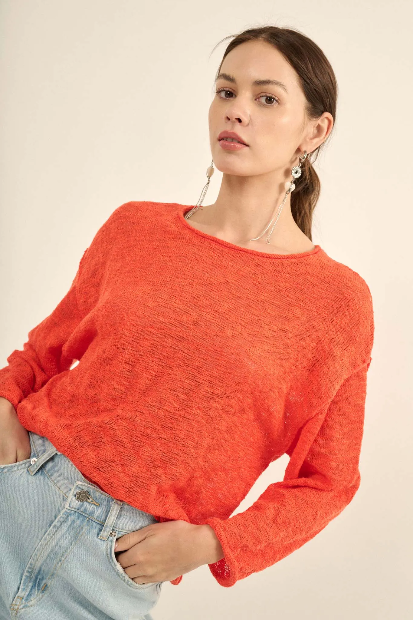 All the Feels Burnout Knit Roll-Neck Sweater