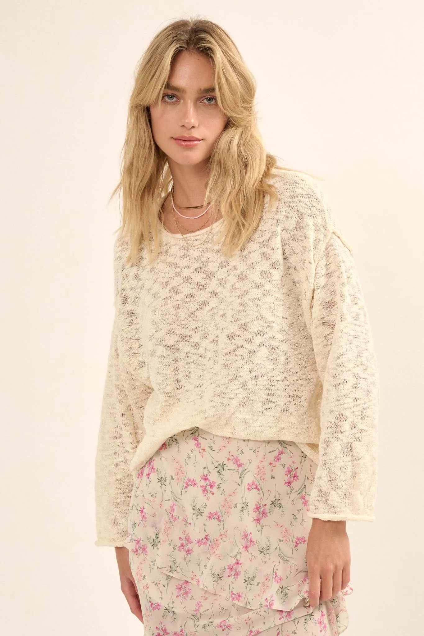All the Feels Burnout Knit Roll-Neck Sweater