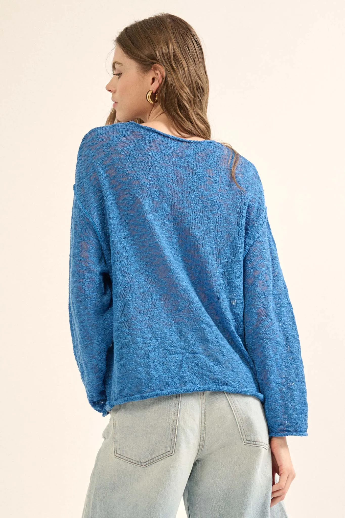 All the Feels Burnout Knit Roll-Neck Sweater