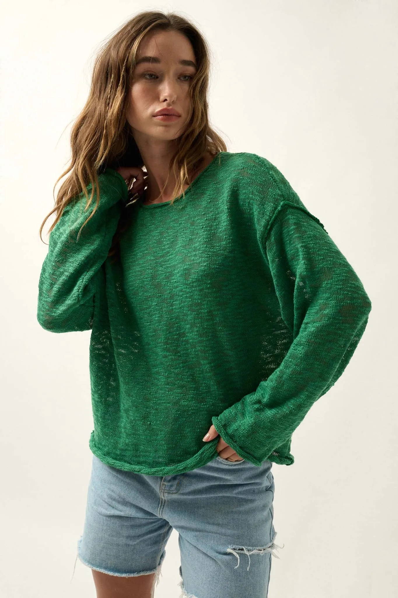 All the Feels Burnout Knit Roll-Neck Sweater