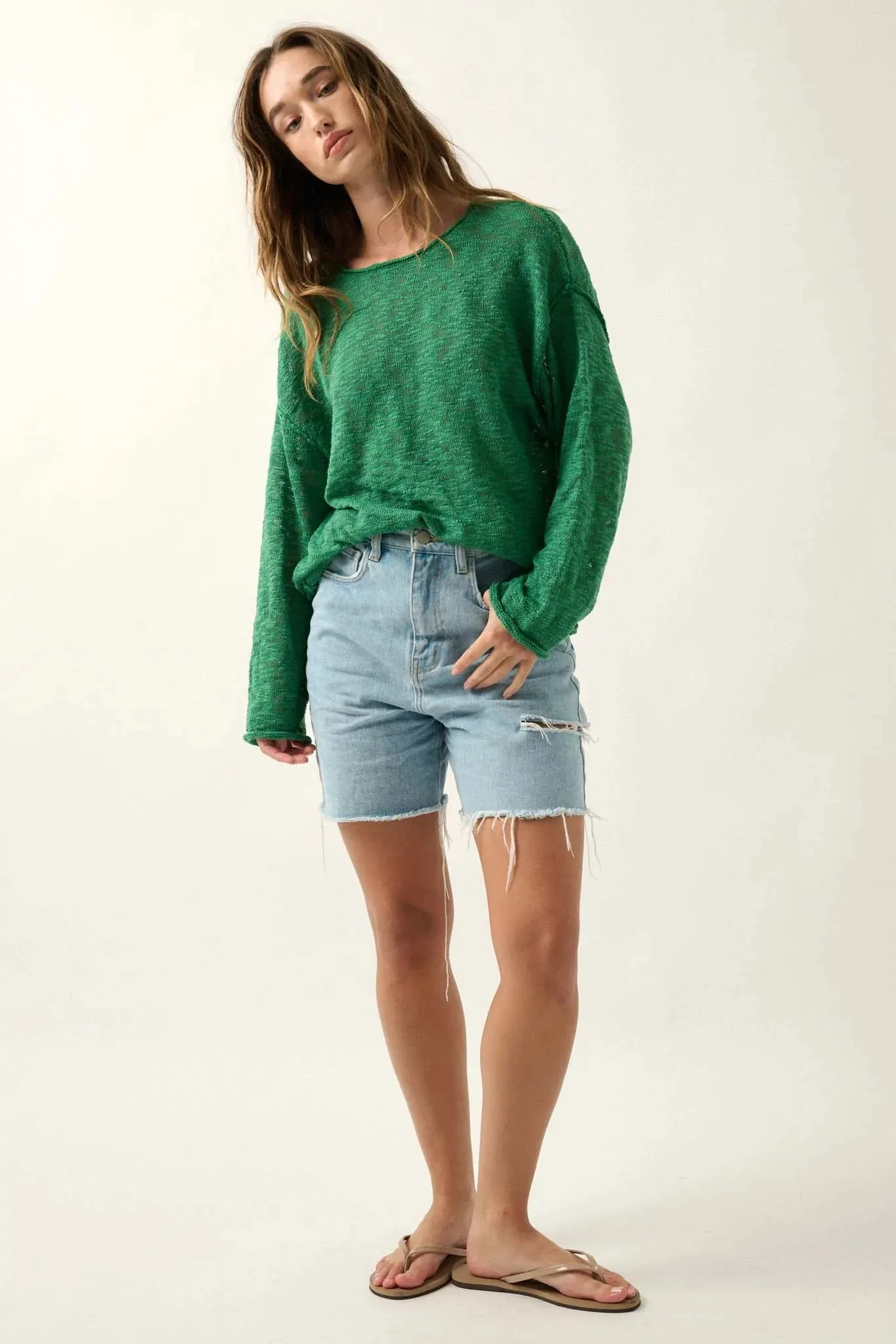 All the Feels Burnout Knit Roll-Neck Sweater