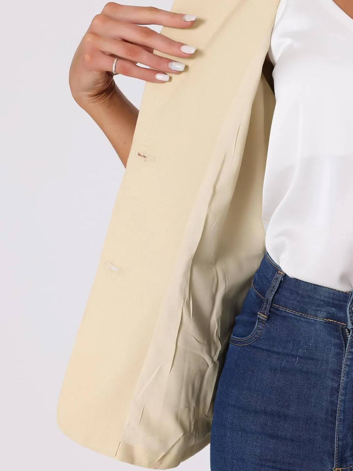 Allegra K Casual Sleeveless Blazer Vest for Women's Spring Summer Cotton Linen Work Office Suit Vest Jacket