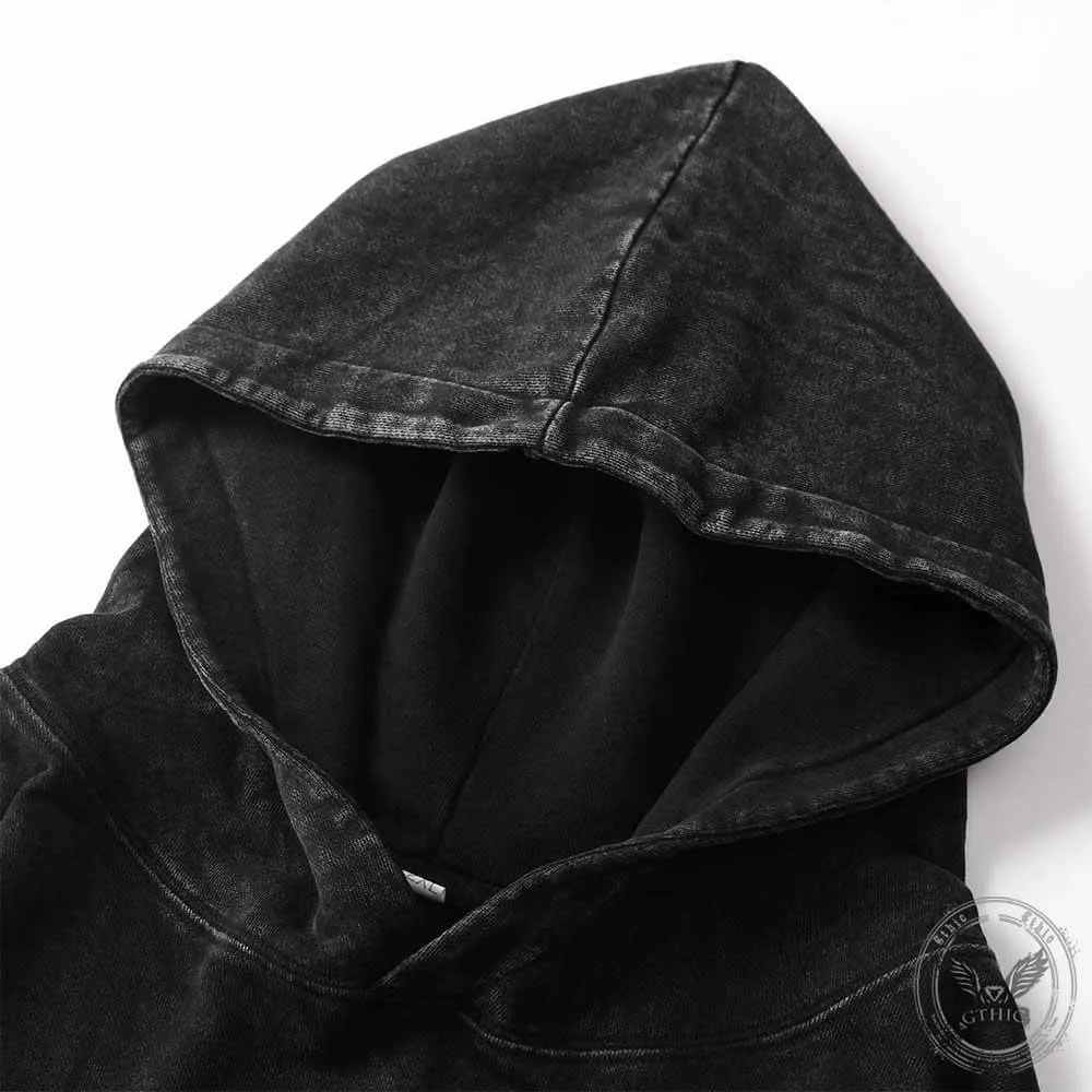 Aries Tarot Card Horoscope Vintage Washed Hoodie