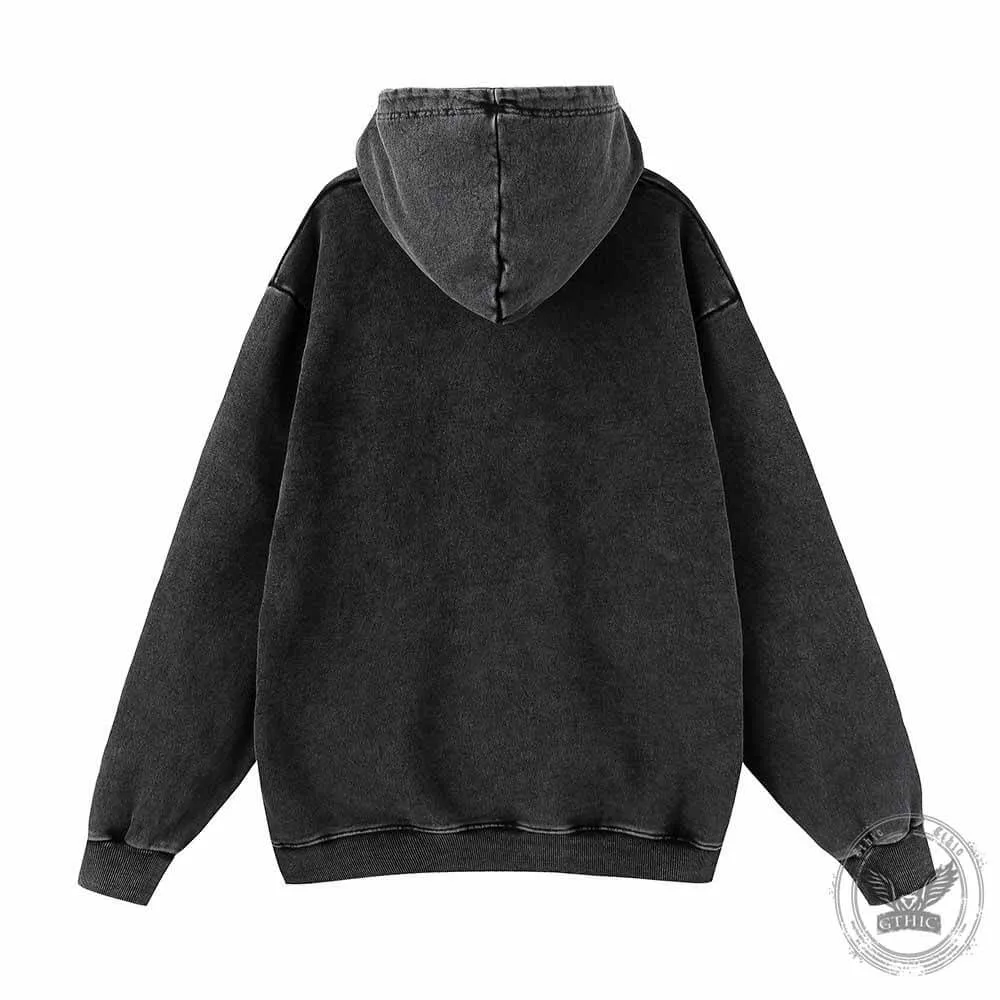 Aries Tarot Card Horoscope Vintage Washed Hoodie