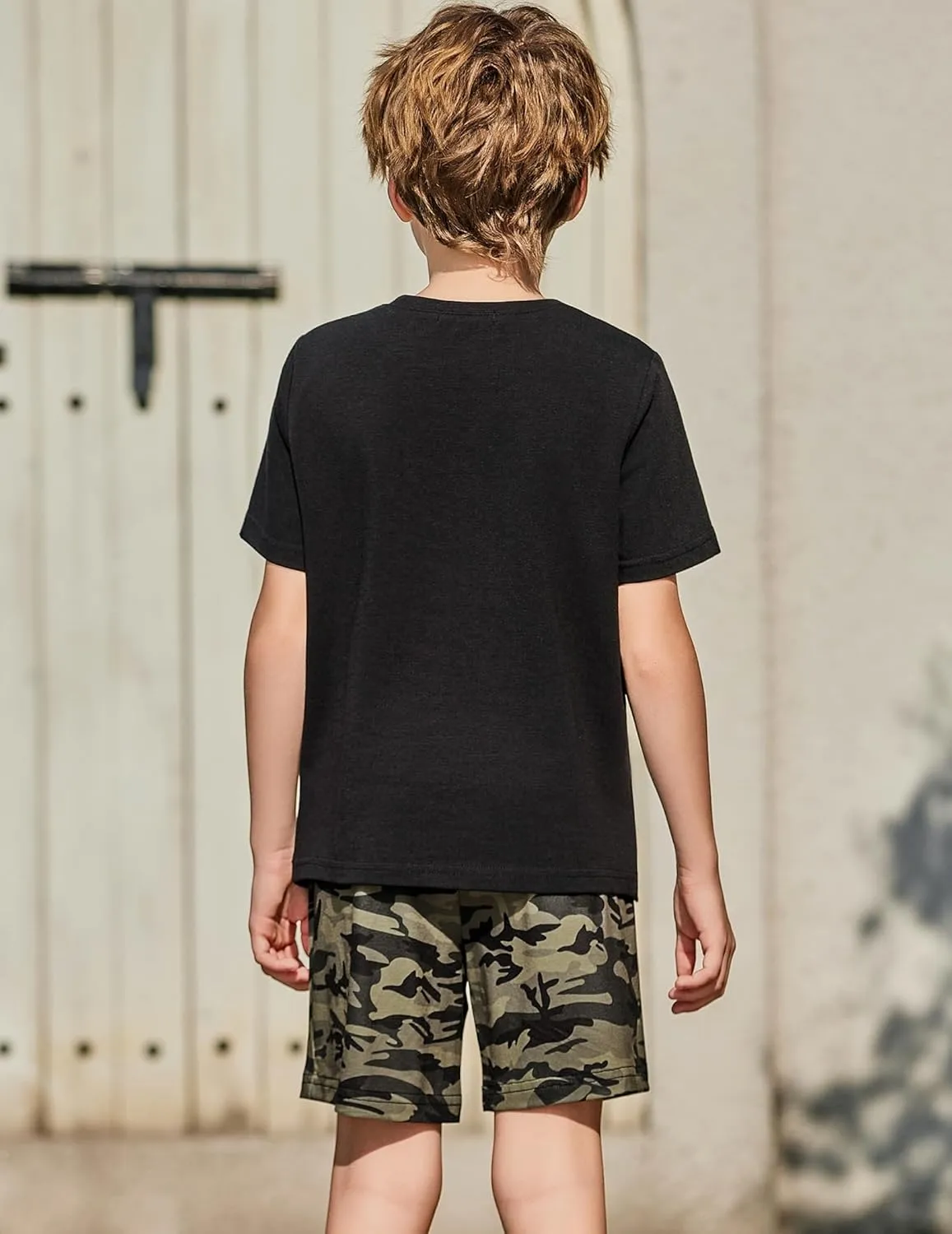 Arshiner Boys' 2-Piece Cotton Outfit Color Block T-Shirt and Shorts Set Casual Summer Clothes for Kids 6-14 Years