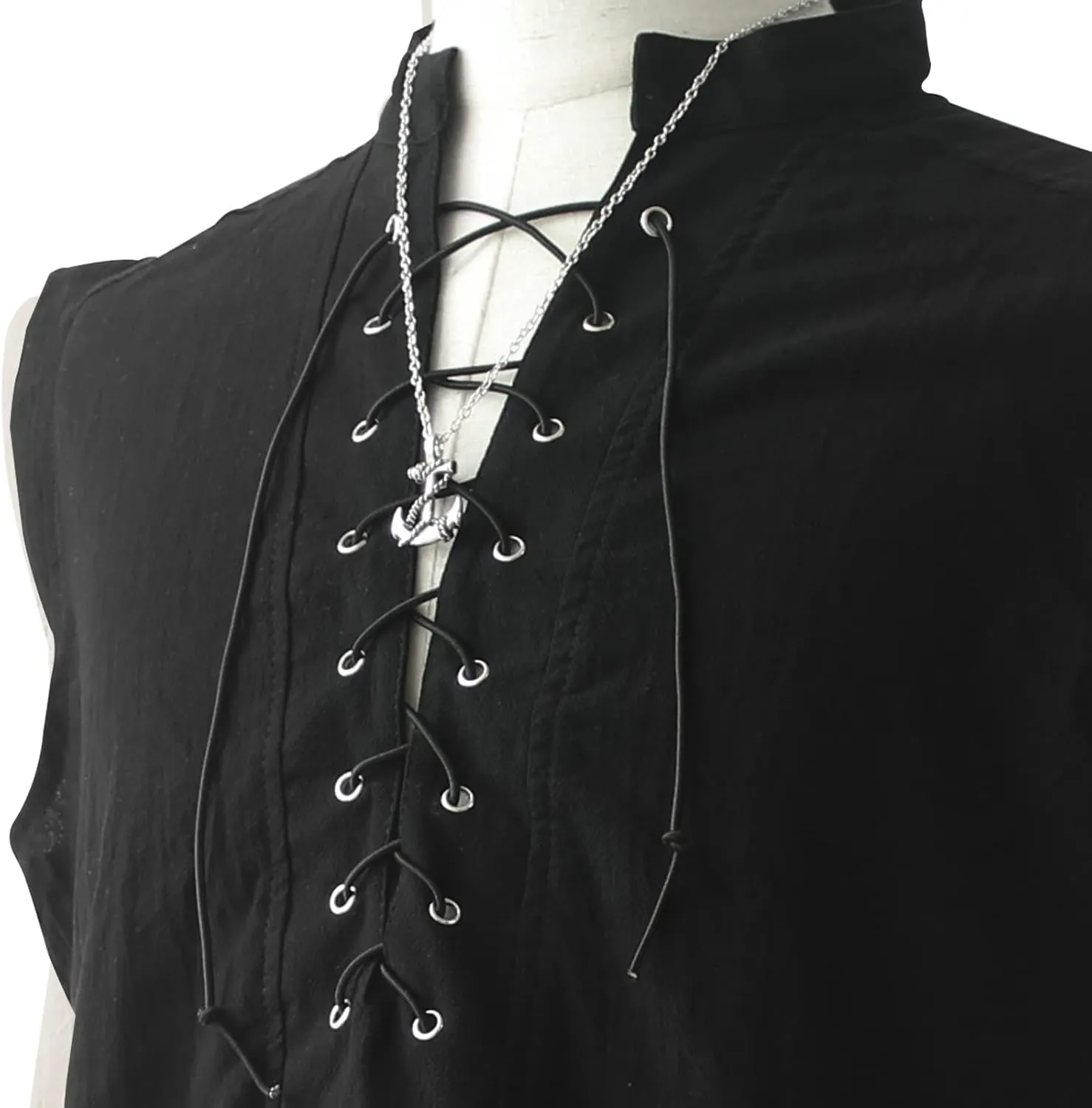 ATTBEA Mens Pirate Renaissance Costume Pirate Shirt Sleeveless Medieval Viking Gothic Celtic Pirate Vest for Men