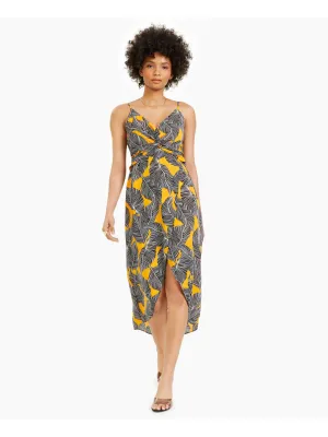 BAR III DRESSES Womens Zippered Printed Spaghetti Strap V Neck Maxi Hi-Lo Dress
