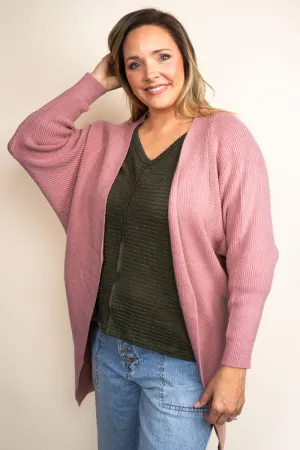 Be Clever Sweater Weather Knit Pocket Cardigan, Mauve