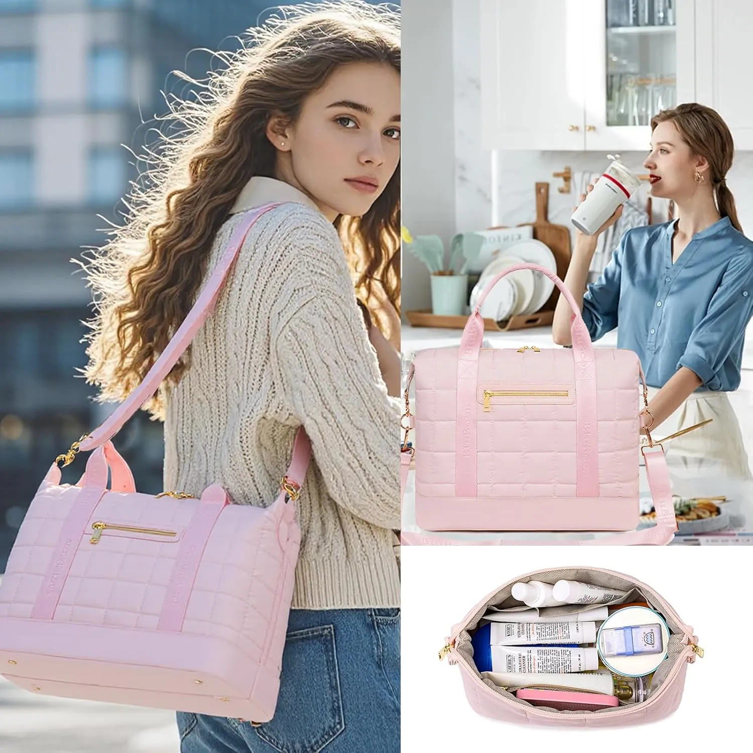 BLUBOON Travel Tote Bags with Zipper Ladies Canvas Bag Weekender Overnight Bag for Women Carry on Duffel Bag Trolley Sleeve