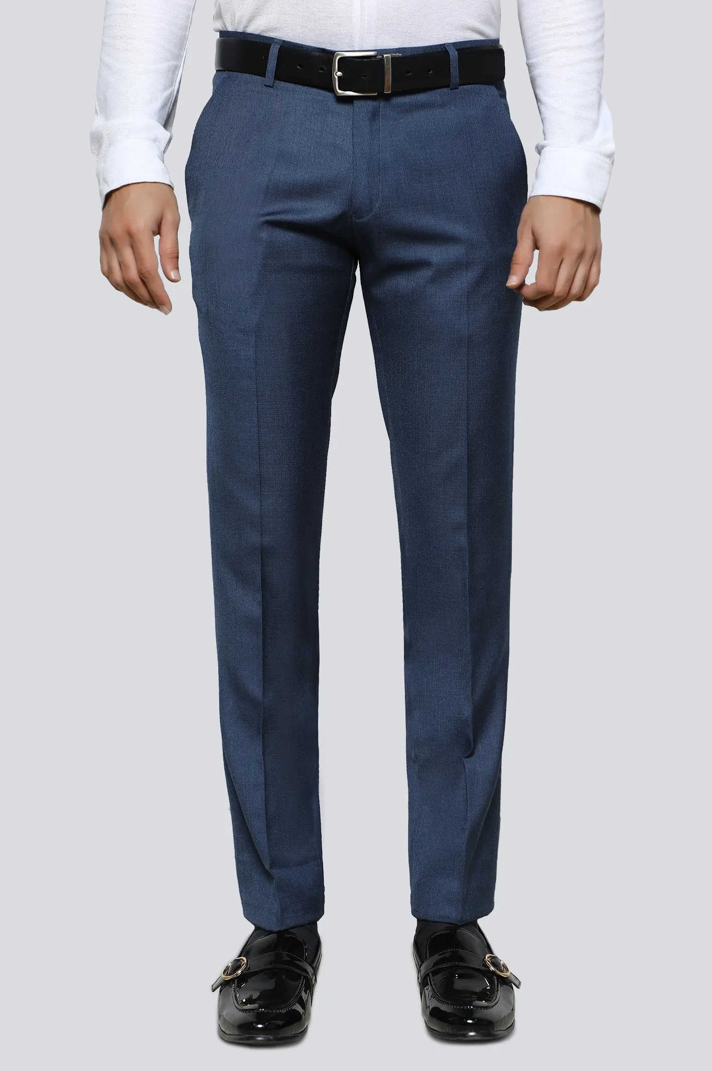 Blue Cotton Slim Fit Trouser