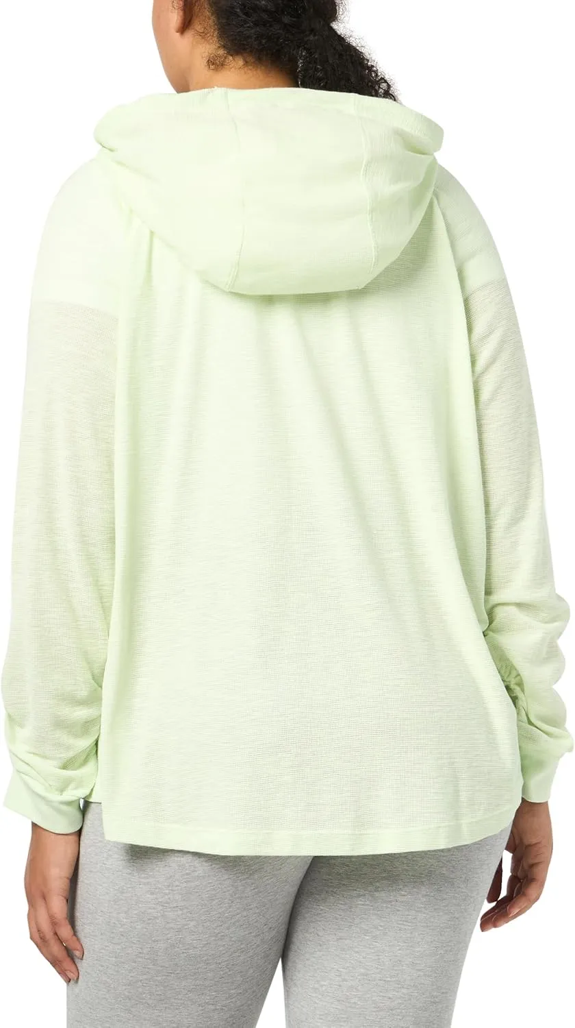 Calvin Klein Performance Women's Plus Size Ruched Long Sleeve Zip Front Hoodie