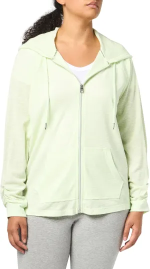 Calvin Klein Performance Women's Plus Size Ruched Long Sleeve Zip Front Hoodie
