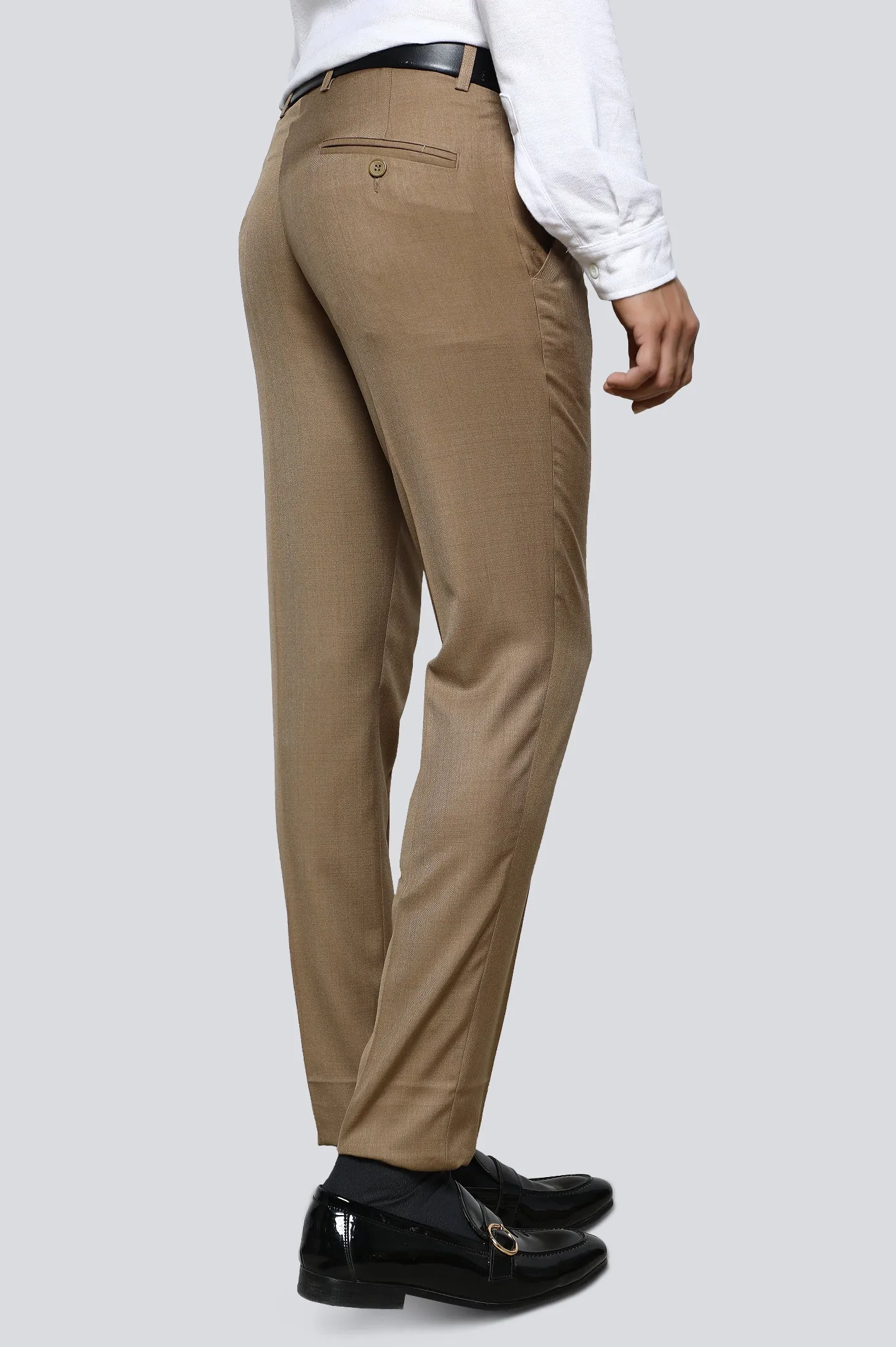 Camel Cotton Slim Fit Trouser