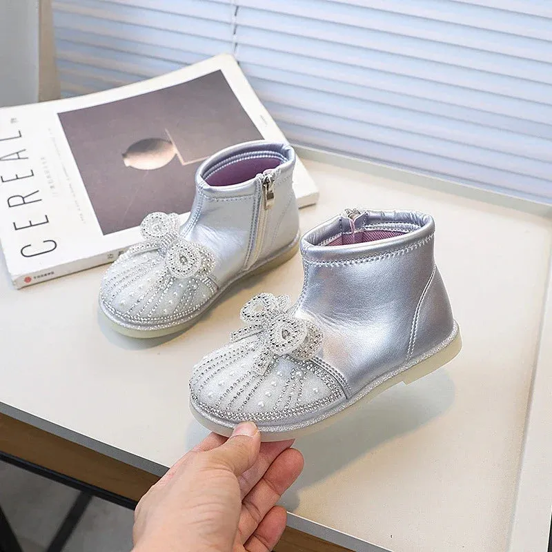 Children's Casual Shoes: Girls Ankle Boots with Sweet Bow - TSS249