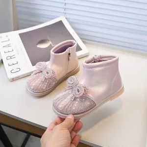 Children's Casual Shoes: Girls Ankle Boots with Sweet Bow - TSS249