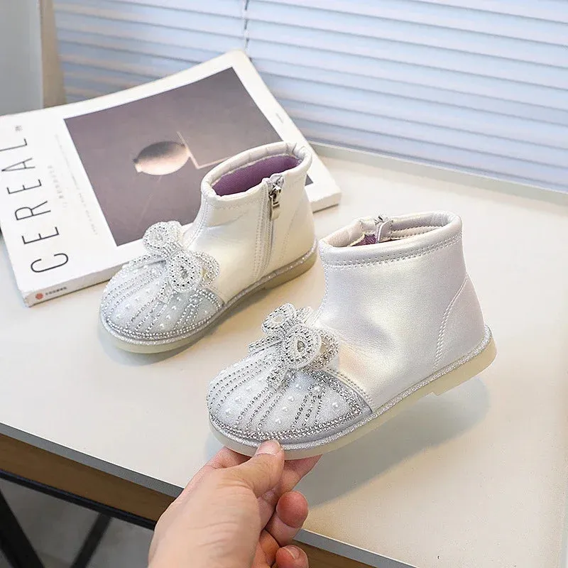 Children's Casual Shoes: Girls Ankle Boots with Sweet Bow - TSS249