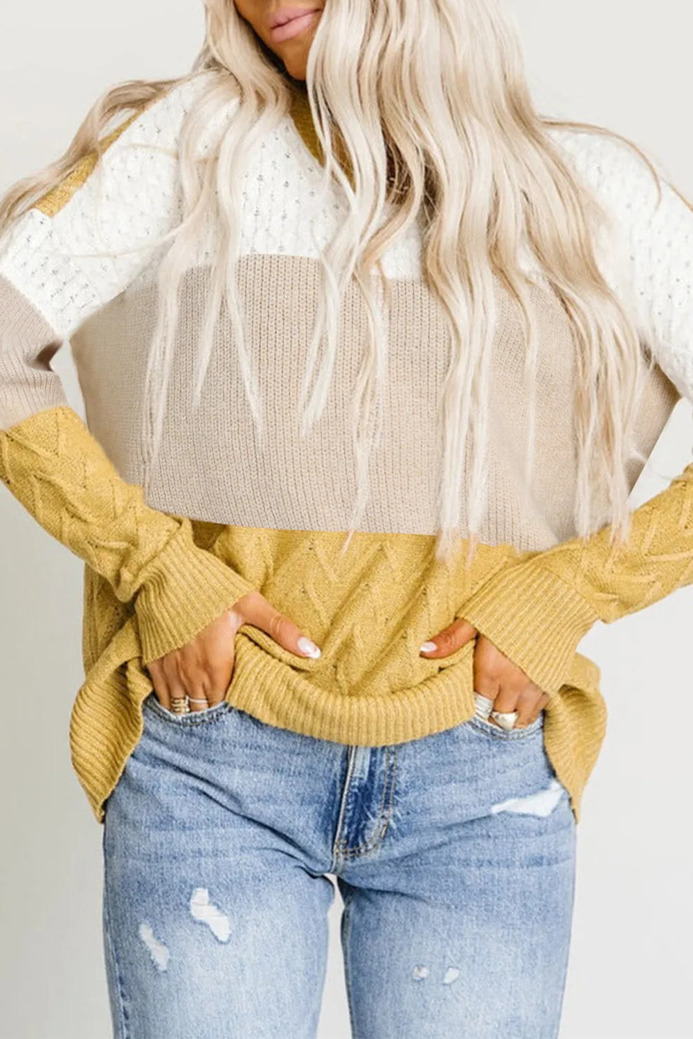 Color Block Patchwork Knit Sweater