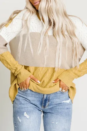 Color Block Patchwork Knit Sweater