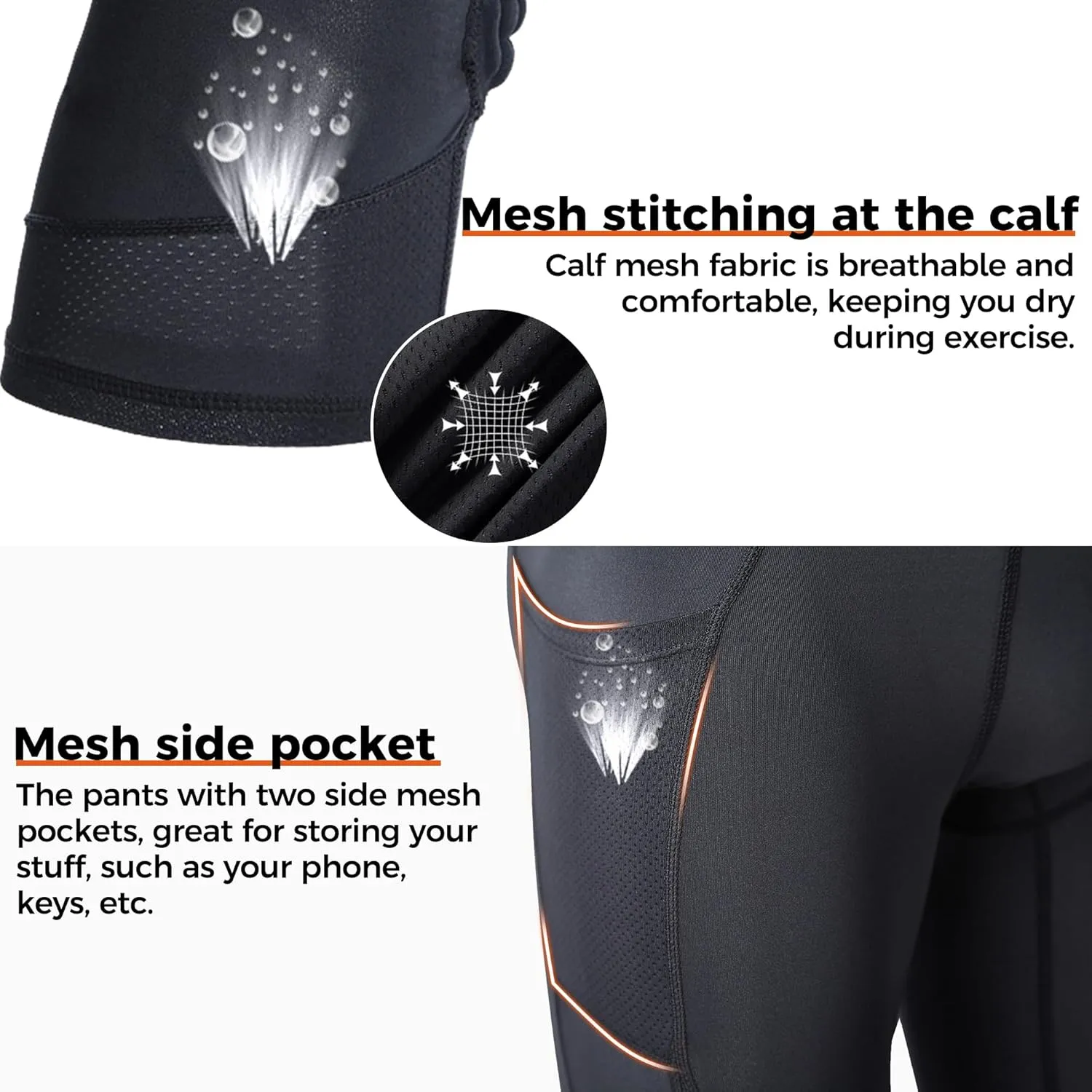 COOLOMG Men Basketball Leggings with Knee Pads Capri Padded Compression Pants Athletic Tights