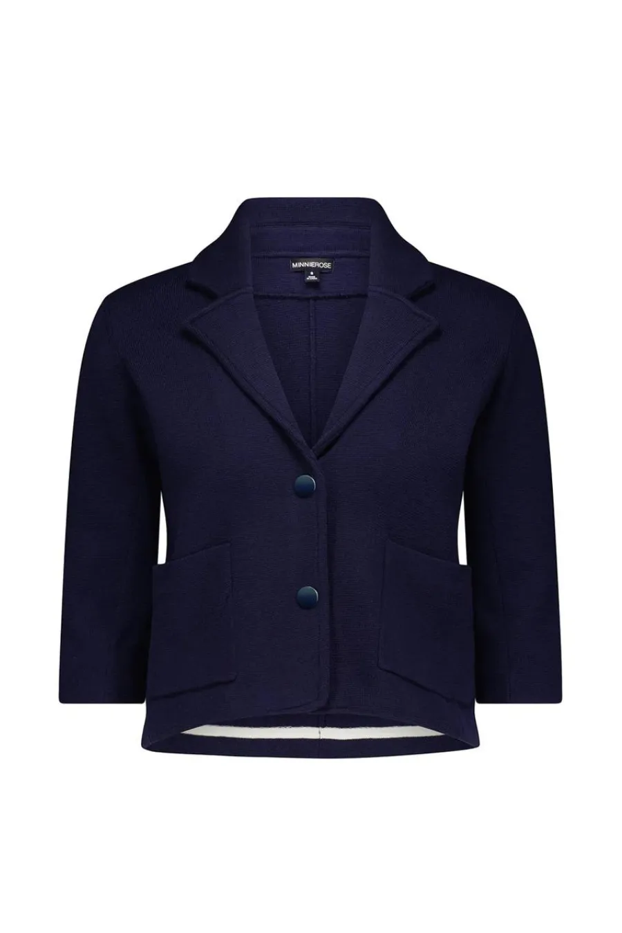 Cotton Blend Shrunken Blazer Navy