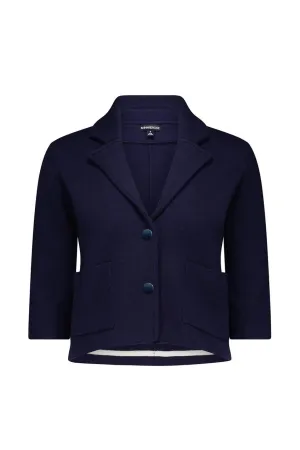 Cotton Blend Shrunken Blazer Navy