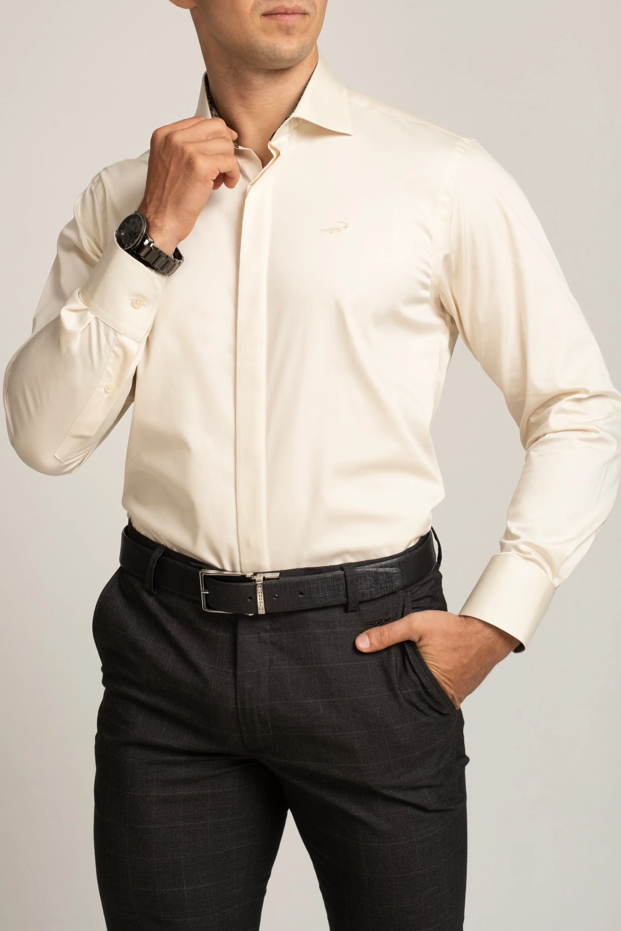 Crocodile Regular FS Shirt Brown - Creme Brulee