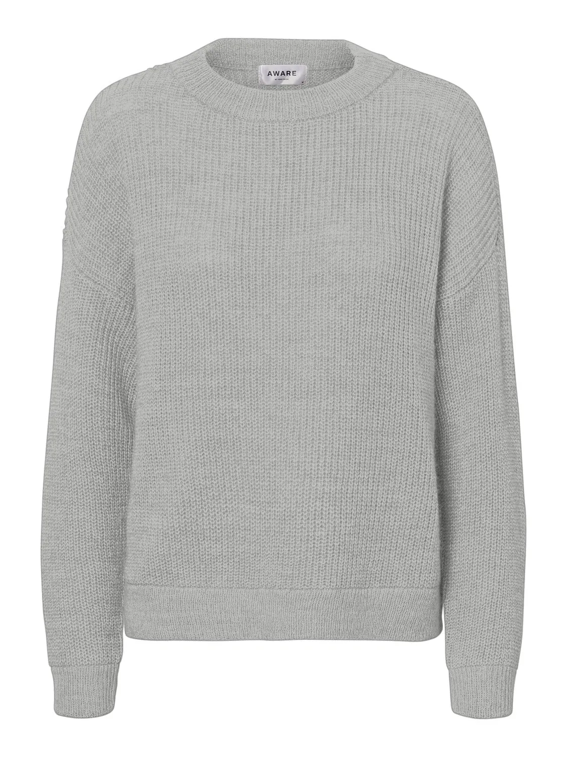 CURVE PLUS LONG SLEEVE O-NECK SWEATER GREY