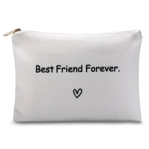 Double Sided Printed Linen Cosmetic Bag, Toiletry Bag for Women, Sisters Bag Gift from Sister, Makeup Bag to My Best Friend forever, Friendship Handmade Clutches, Bridesmaids Gift