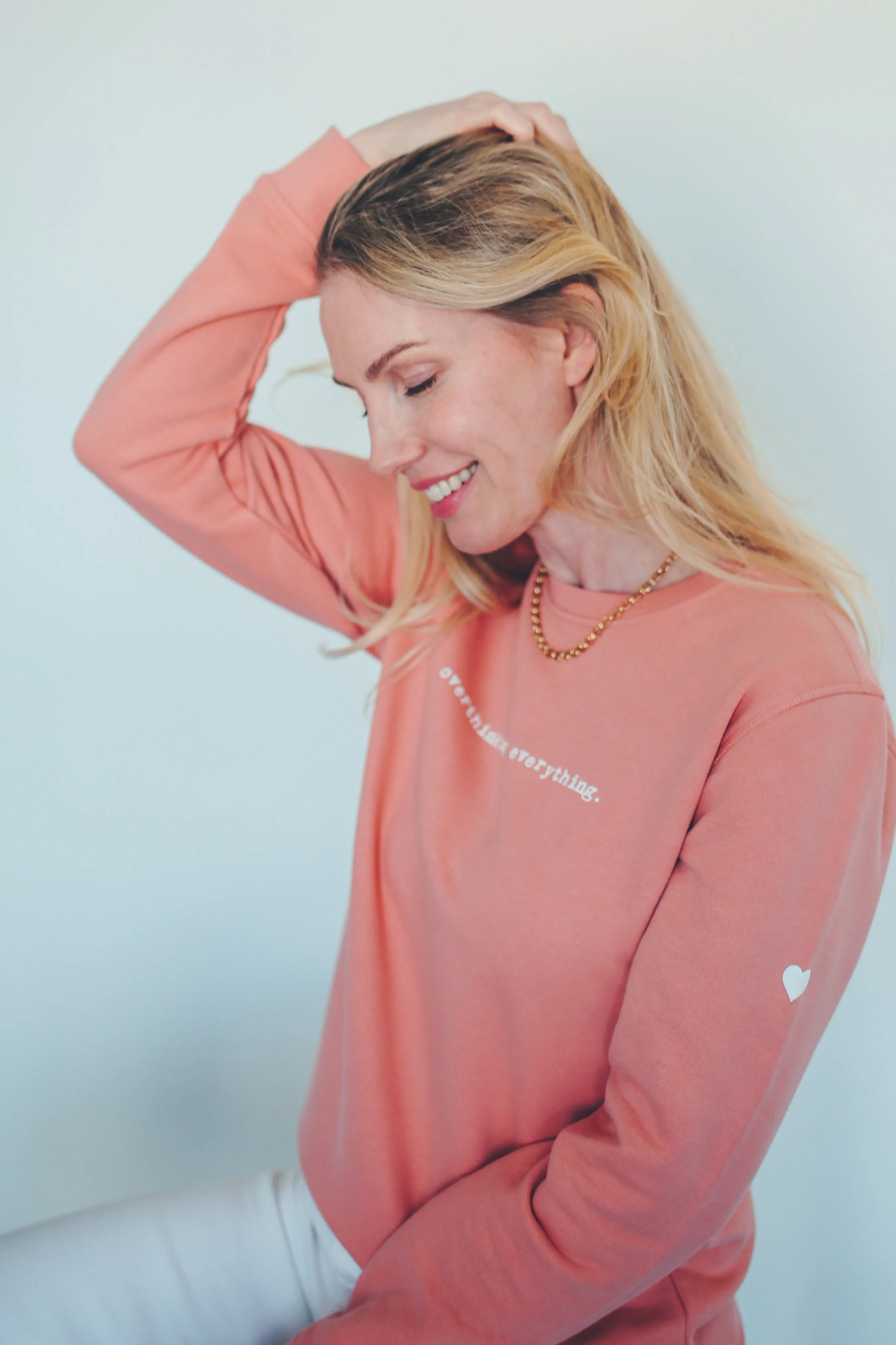 Dusty Rose & White Overthinking Everything Sweatshirt