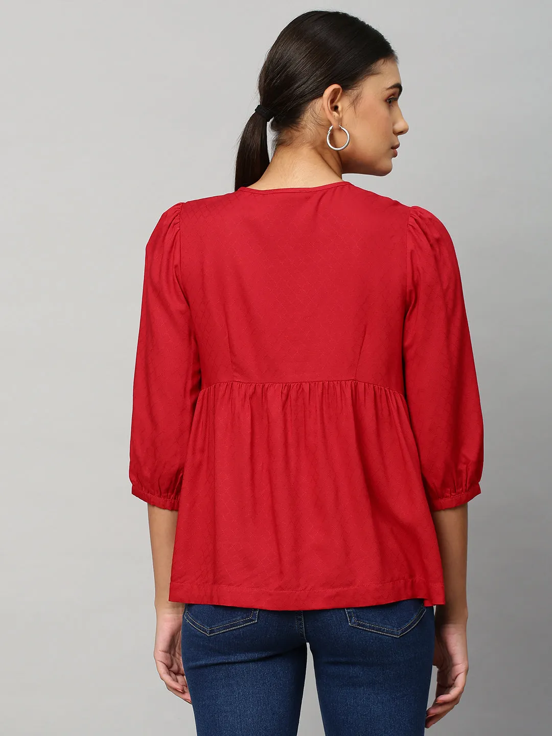 Embroidered Viscose Dobby Top