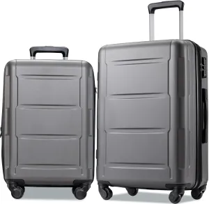 Expanable Spinner Wheel 2 Piece Luggage Set ABS Lightweight Suitcase with TSA Lock, 20inch 24inch, Hard Case Luggage with Spinner Wheels (Dark Gray)