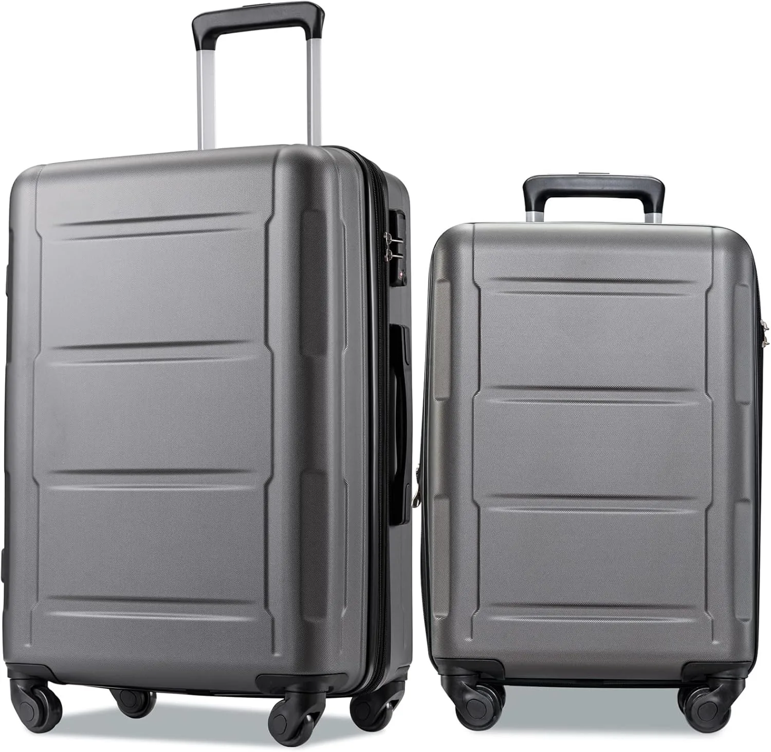 Expanable Spinner Wheel 2 Piece Luggage Set ABS Lightweight Suitcase with TSA Lock, 20inch 24inch, Hard Case Luggage with Spinner Wheels (Dark Gray)
