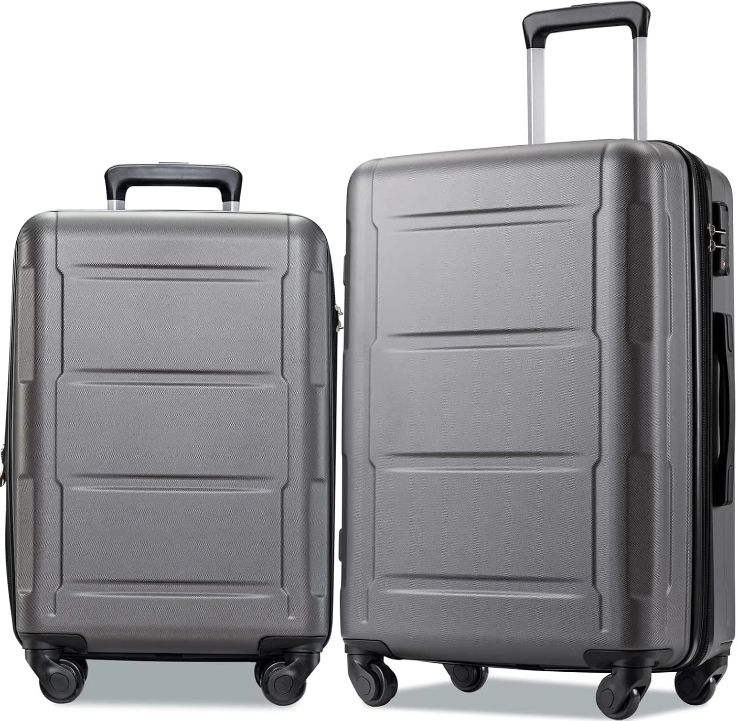 Expanable Spinner Wheel 2 Piece Luggage Set ABS Lightweight Suitcase with TSA Lock, 20inch 24inch, Hard Case Luggage with Spinner Wheels (Dark Gray)