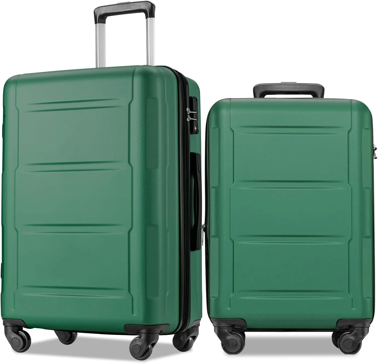 Expanable Spinner Wheel 2 Piece Luggage Set ABS Lightweight Suitcase with TSA Lock, 20inch 24inch, Hard Case Luggage with Spinner Wheels (Green)