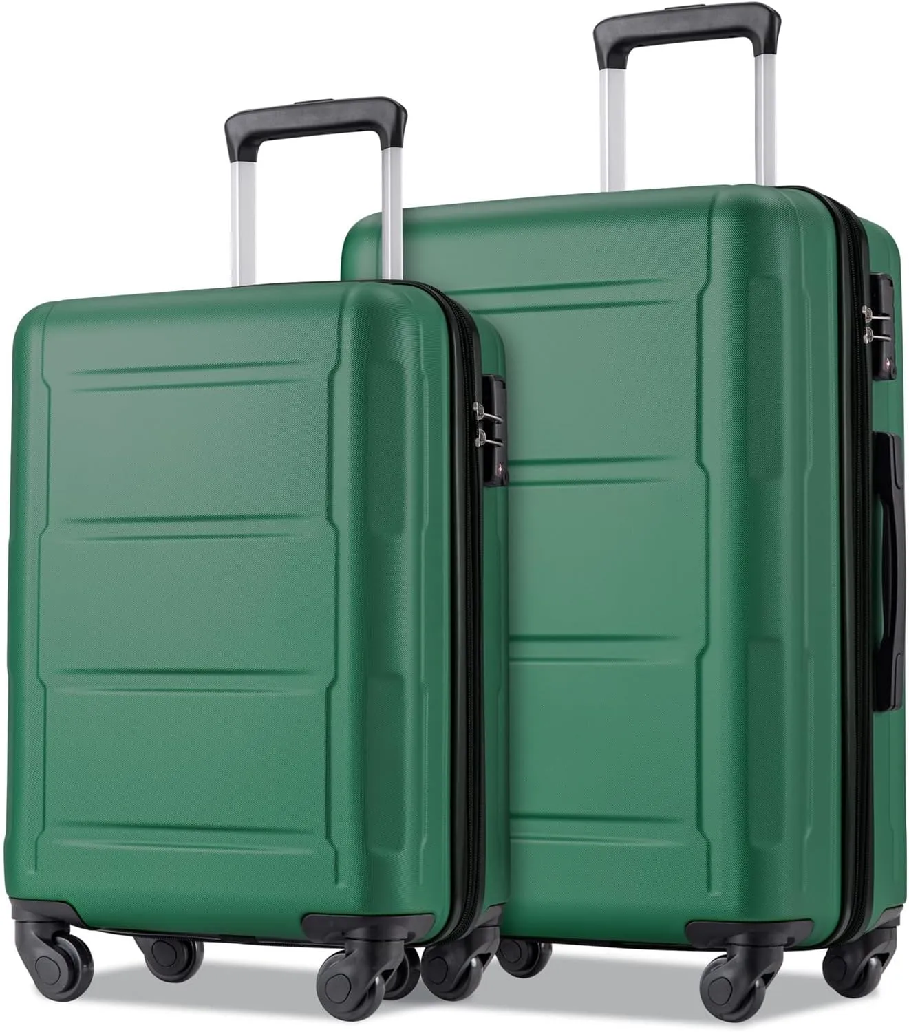 Expanable Spinner Wheel 2 Piece Luggage Set ABS Lightweight Suitcase with TSA Lock, 20inch 24inch, Hard Case Luggage with Spinner Wheels (Green)