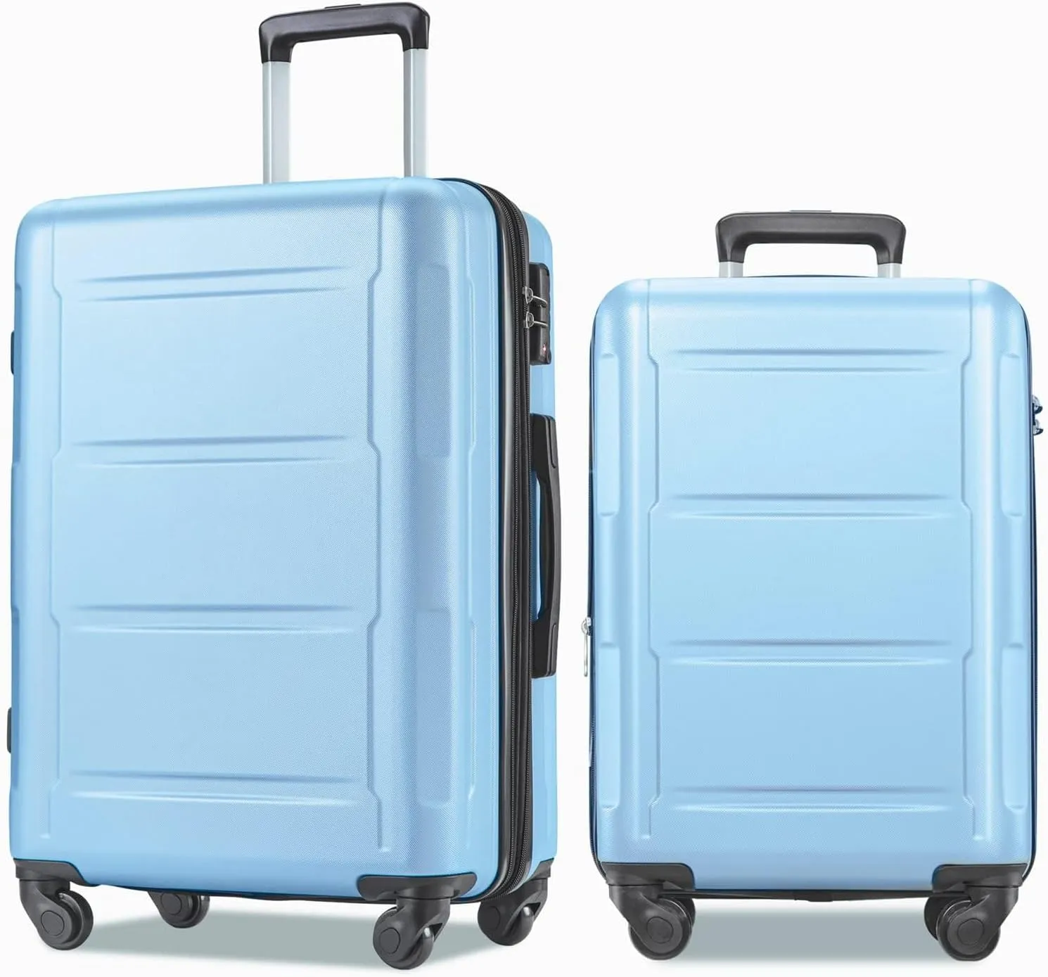 Expanable Spinner Wheel 2 Piece Luggage Set ABS Lightweight Suitcase with TSA Lock, 20inch 24inch, Hard Case Luggage with Spinner Wheels (Light Blue)