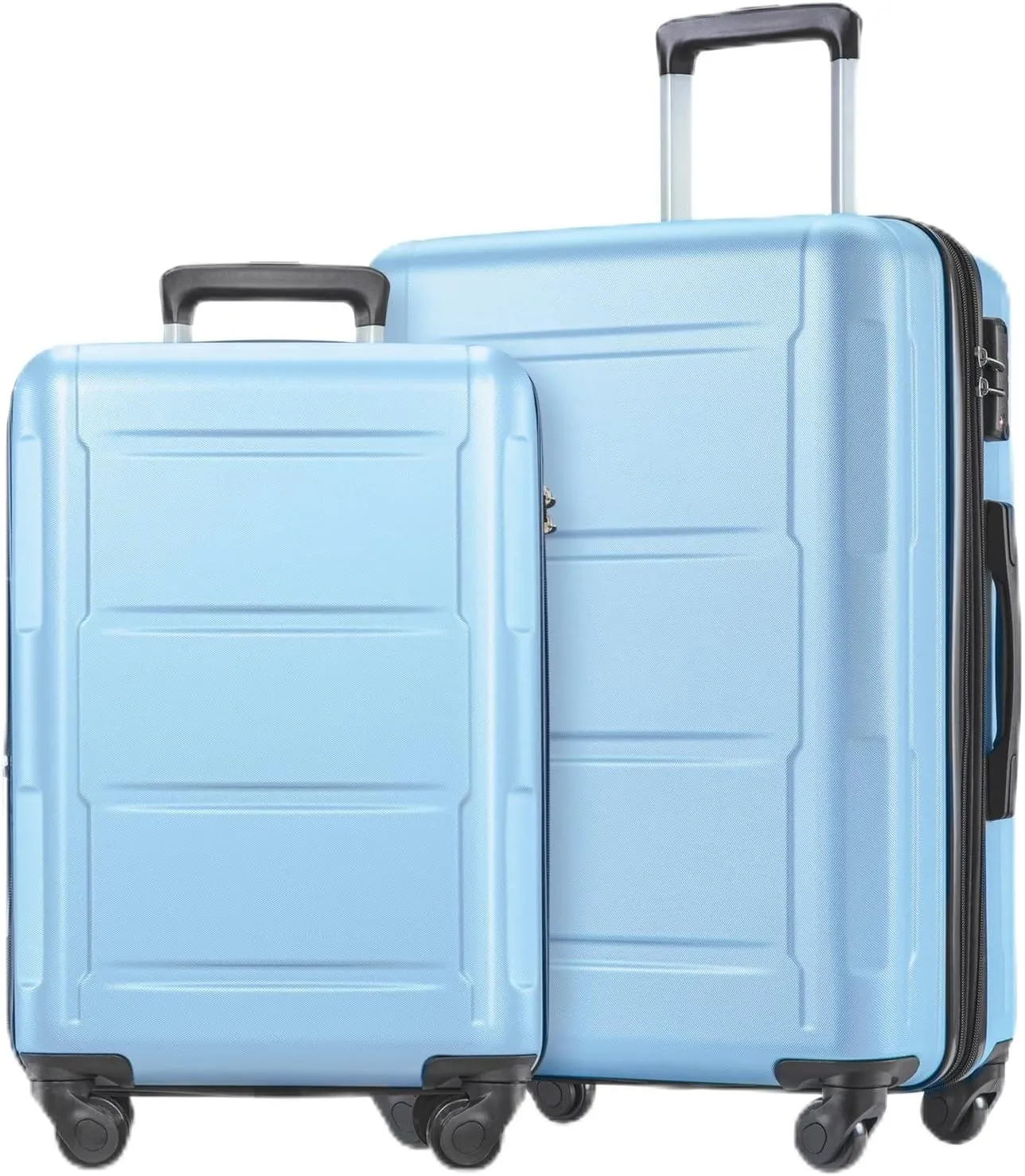 Expanable Spinner Wheel 2 Piece Luggage Set ABS Lightweight Suitcase with TSA Lock, 20inch 24inch, Hard Case Luggage with Spinner Wheels (Light Blue)